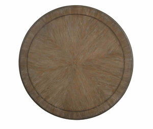 English Elm Dining Table 60 Inch Round Solid Wood Pedestal with Hand Carved Skirt and Inlay Antique White B2741P474004
