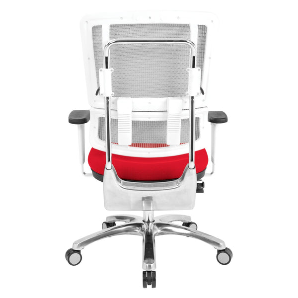 OSP Home Furnishings White Mesh Ergonomic Manager Chair with Lumbar Support and Adjustable Arms for Office Red 99661W-9