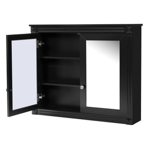 English Elm 36'' Wall Mounted Medicine Cabinet with Dual Mirrors Soft Close Doors Bathroom Storage Black N710P371186B