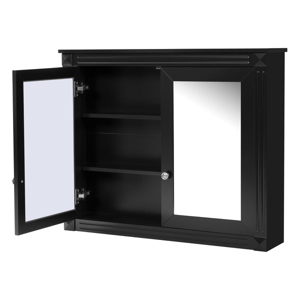English Elm 36'' Wall Mounted Medicine Cabinet with Dual Mirrors Soft Close Doors Bathroom Storage Black N710P371186B