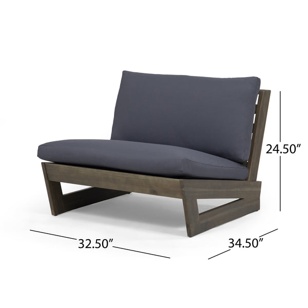English Elm Christopher Knight Home® - SHERWOOD Club Chair with Acacia Wood Frame, Weather-Resistant Outdoor Lounge Seating with Cushions DARK GREY 64867.00DGRYMP1