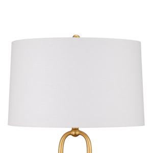 Glossary Floor Lamp - Contemporary Gold Leaf Design with Off-White Linen Shade & Black Marble Base