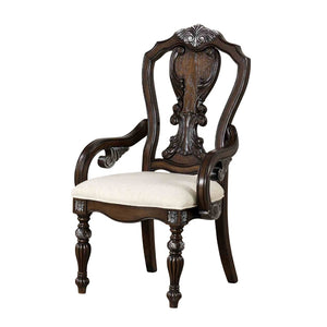English Elm Traditional Elegant 2pc Arm Chair Set with Upholstered Seats, Ornate Corbels, Solid Rubberwood Finish Dark Brown 47 L x 24 W x 16 H B2741P406260