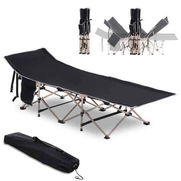 English Elm Outsunny Portable Camping Cot For Adults - Elevated Sleeping Bed With Carry Bag & Side Pocket, 330 Lbs. W2225P200879-GIGA