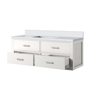 English Elm White Single Bath Vanity 48" W X 22" D With Cultured Marble Top - Elegant Design, Durable & Easy Install! B2731P258018-GIGA