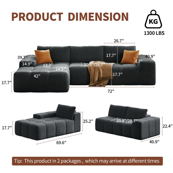 English Elm L-Shaped Modular Sofa With Soft Flannelette Upholstery, Deep Seat Comfort, And No Assembly Needed W3737S00003
