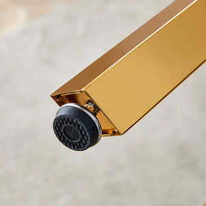 English Elm Table Modern 5-Piece Set: Round Clear Tempered Glass Table With Gold Legs & 4 White Pu Chairs W1151S03833-GIGA