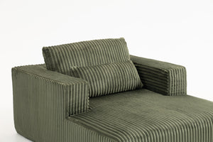 English Elm Sofa Bed Compact Corduroy Convertible Sleeper with Lumbar Pillows for Studio Apartments Green W3326P345960