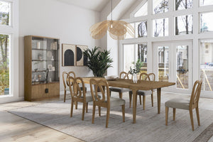 English Elm Leg Eucalyptus Dining Table - Tan Solid Wood & MDF, Extendable 78"→100", Curved Tapered Legs, Durable Veneer B2699P396165