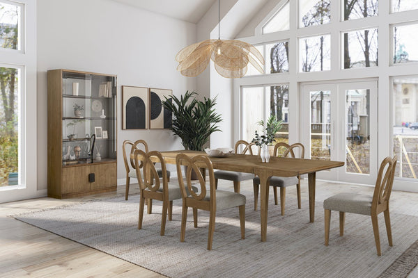 English Elm Leg Eucalyptus Dining Table - Tan Solid Wood & MDF, Extendable 78"→100", Curved Tapered Legs, Durable Veneer B2699P396165