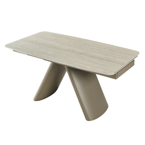 English Elm Retractable Sintered Stone Extendable Dining Table Seats Eight with Steel Base W5630S00002