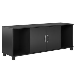 English Elm Lory Entryway Bench with Four Open Shoe Compartments in Sleek Black Finish B2733P444610