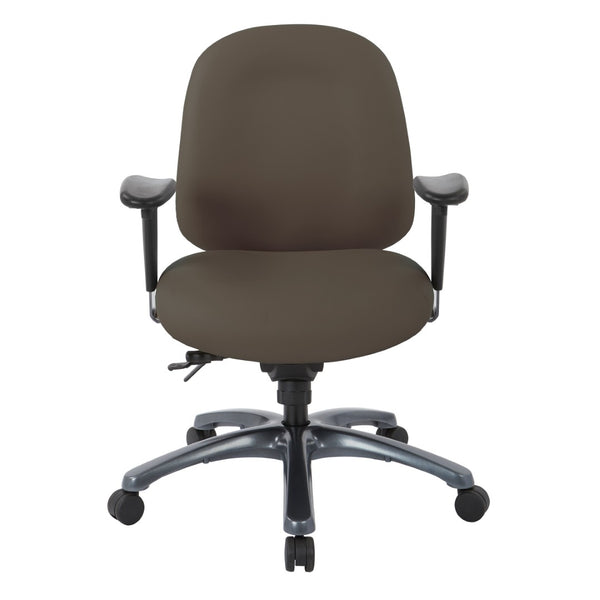 OSP Home Furnishings Multi-function Ergonomic Mid Back Office Chair with Lumbar Support and Titanium Base Graphite 8512-R111
