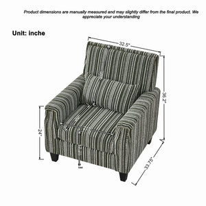 English Elm Modern Striped Upholstered Accent Chair with Arms, Nailhead Trim, Solid Wood Frame and Plush Foam Seating Green W3373P363922