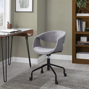 English Elm Task Chair with Chrome Five Star Base Grey Fabric Seat for Modern Home Office Use B202P474180