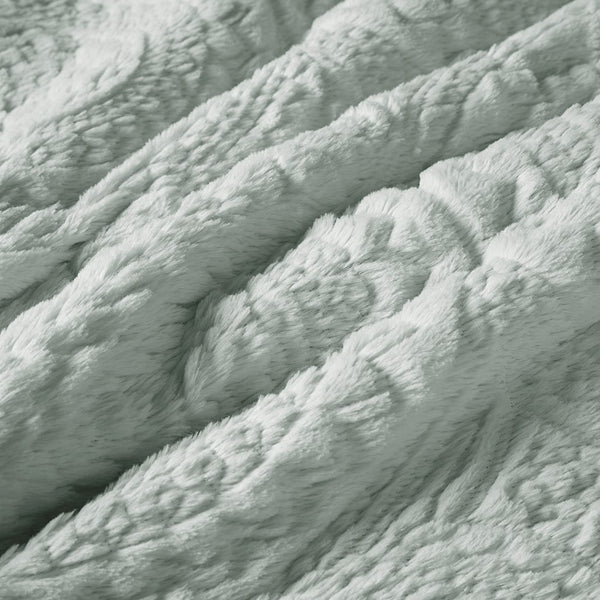 English Elm Full/Queen Arya Medallion Faux Fur Comforter Mini Set Aqua Embroidered Ultra Plush Machine Washable Elegance B03597230