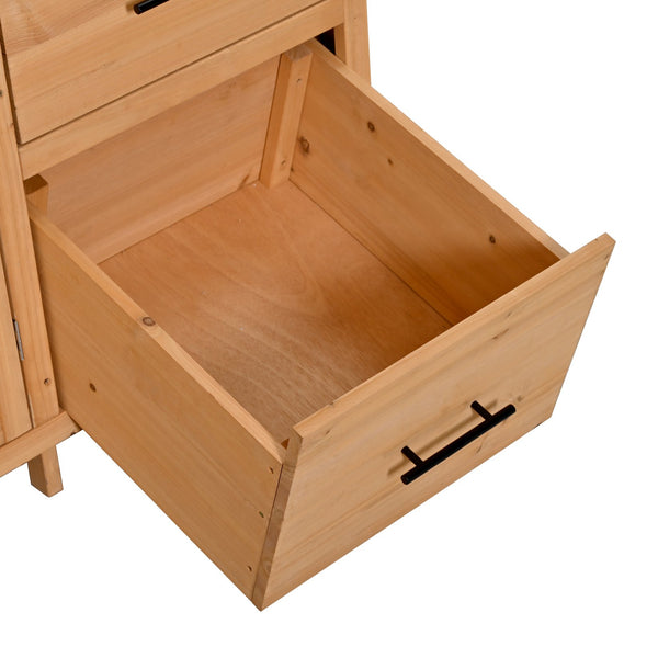 English Elm (with Hutch) Topamx Solid Fir Potting Bench Patio Workstation Spice Rack Drawer Natural Wood N717P404331A