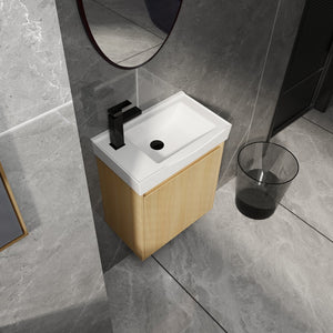 English Elm 20" Wall-Mounted Bathroom Vanity With Ceramic Sink - Stylish Oak Finish, Compact Storage Solution W1972P196394