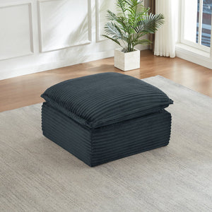 English Elm Cloud Corduroy Sectional Sofa Plush Modular Seating with Convertible Ottoman for Living Rooms Dark Grey W2339P401440