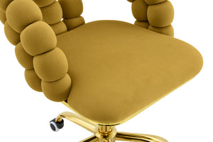 English Elm Modern Velvet Bubble Back Swivel Chair Glam Upholstered Seat for Vanity or Desk Gold,Yellow W3875P442946
