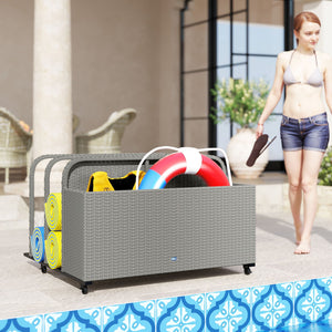 English Elm Outsunny Pe Rattan Outdoor Pool Float Organizer with Rolling Wheels Resort Style W2225P485590