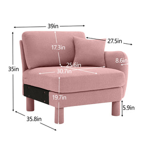 English Elm Lucas Boucle Upholstered Sofa with Curved Arms Foam Coil Cushions and Toss Pillows W3041P337433