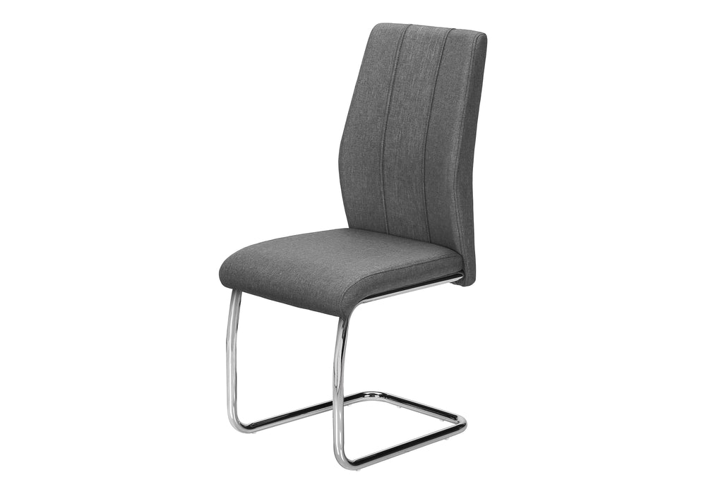 English Elm Dining Chair Set of 2 Upholstered Grey Fabric with U-Shaped Chrome Legs, 39" High, Comfortable Modern Seating B2710P218809