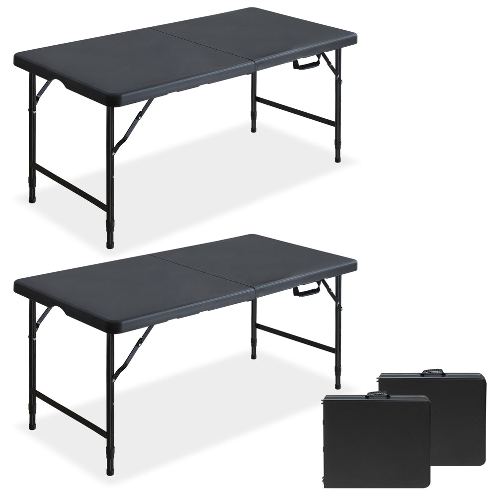 English Elm 4ft Folding Plastic Utility Tables Set of Two Adjustable Height Portable Outdoor Party W1408P447135