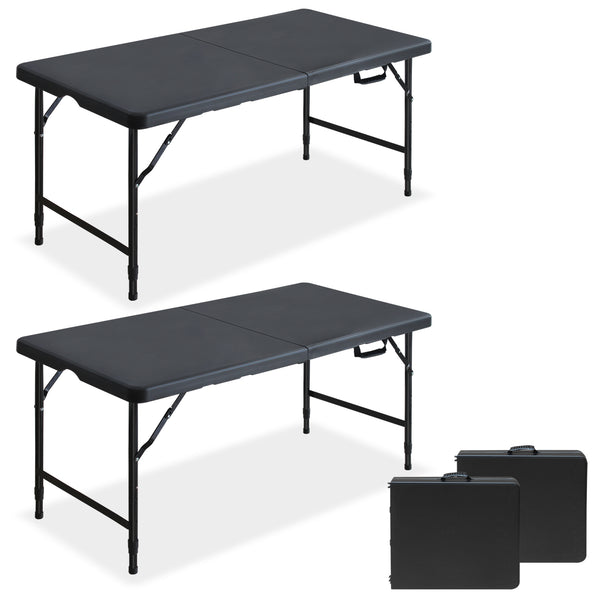 English Elm 4ft Folding Plastic Utility Tables Set of Two Adjustable Height Portable Outdoor Party W1408P447135