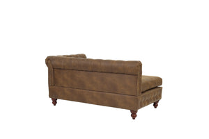 English Elm Reversible One-Arm Loveseat with Button-Tufted Back, Rolled Arm and Stud Detail in Leatherette Finish Dark Coffee 63 L x 38 W x 16 H B011P234285