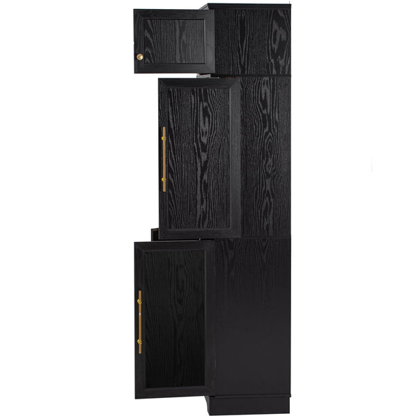 English Elm K&k Farmhouse Pantry Cabinet Tall Freestanding Kitchen Storage with Drawers Shelves Black N707P356567B