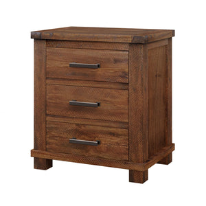 English Elm Rustic Reclaimed Pine 3-drawer Nightstand Set Farmhouse Bedroom Antique Finish BS701P455591D