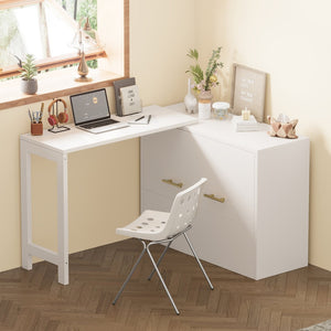 English Elm Twin Size Murphy Chest Bed With Foldable Cushion & Adjustable Desk - Space-Saving White Dresser Unit N733P272603W-GIGA