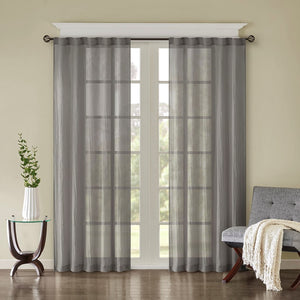 English Elm Solid Crushed Curtain Panel Pair - Elegant Sheer Textured Window Panels For Soft Light Filtration B03598147-GIGA