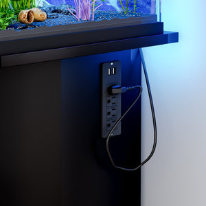 English Elm Modern Engineered Wood Aquarium Stand with Cabinet & Power Hub, 880lb Capacity, Sleek Black Storage N704P350199B