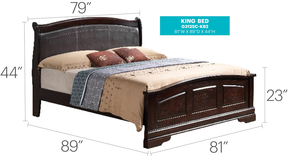 English Elm Elegant Full Bed Frame with Traditional Warm Finish, Sturdy Particleboard Construction and Supportive Design Cappuccino 82 L x 6 W x 3 H B078S00323