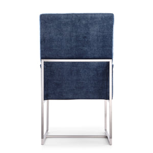 English Elm Element Metal Velvet Dining Chair with Chrome Stainless Steel Frame, High-Back Comfort, 300lb Capacity Blue B365P397834