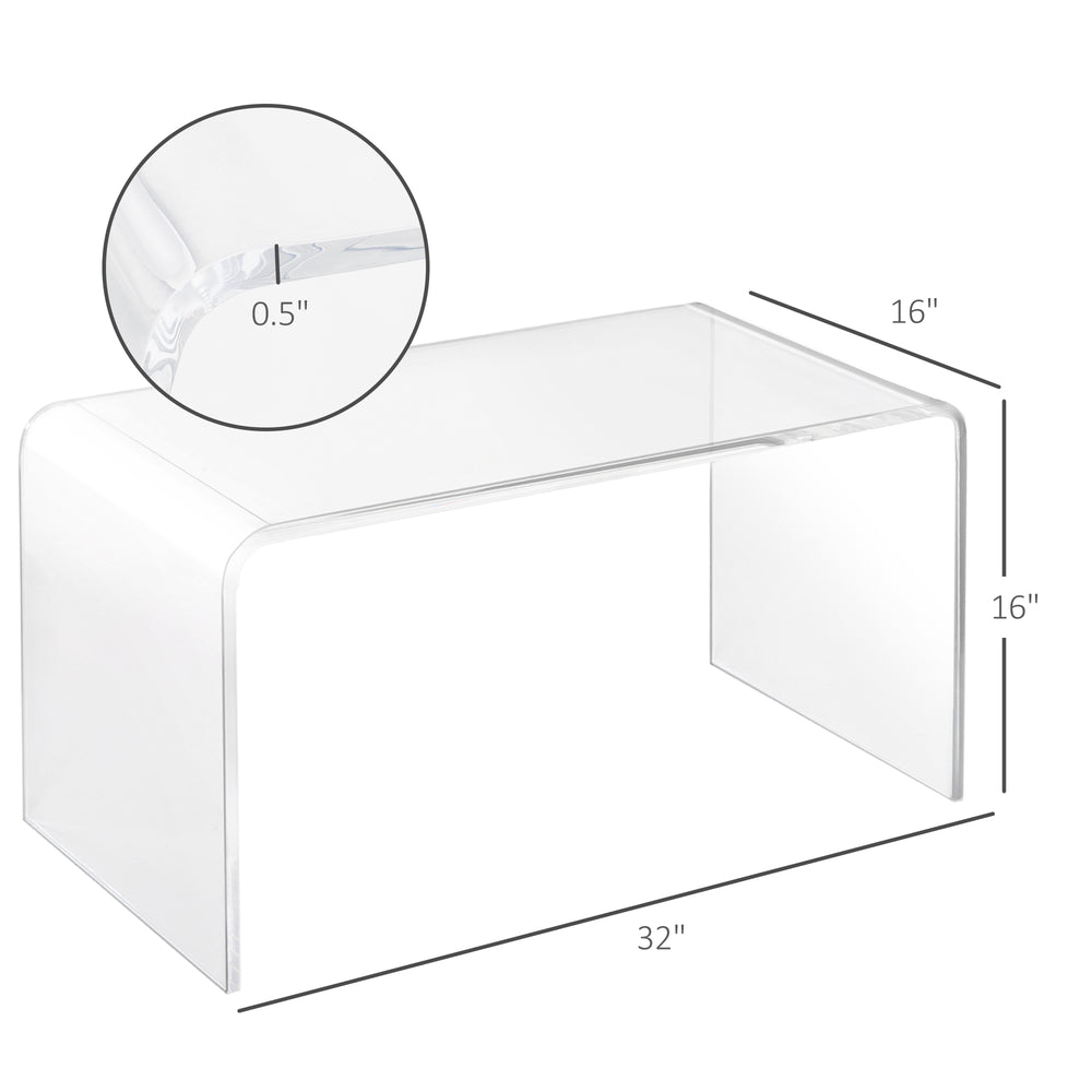 English Elm Coffee Table Clear Acrylic Waterfall Design Seamless U Shape for Modern Living Rooms T3971P404952