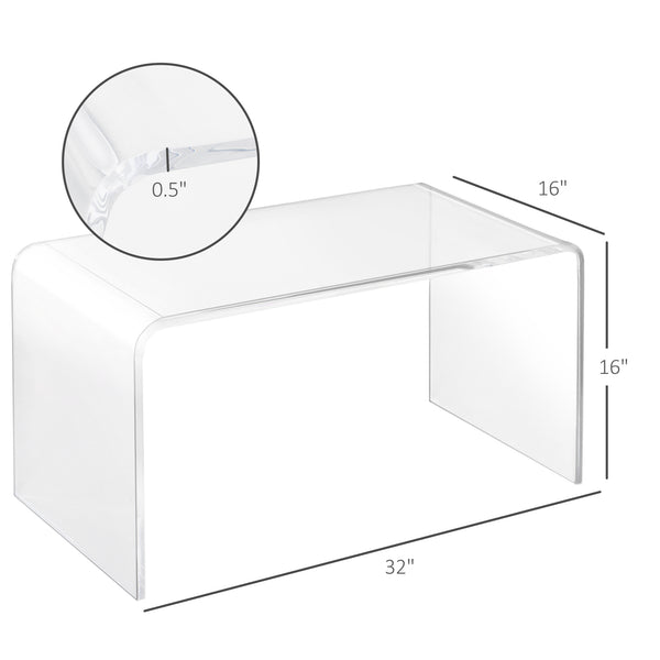 English Elm Coffee Table Clear Acrylic Waterfall Design Seamless U Shape for Modern Living Rooms T3971P404952