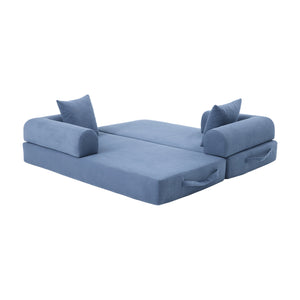 English Elm UNITED modular foldable sofa with metal frame, corduroy upholstery, side pocket & quick assembly convenience Navy W1568P375644