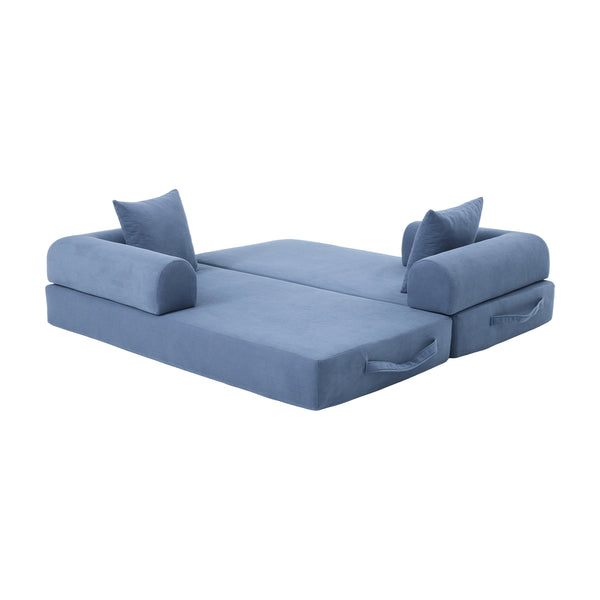 English Elm UNITED modular foldable sofa with metal frame, corduroy upholstery, side pocket & quick assembly convenience Navy W1568P375644