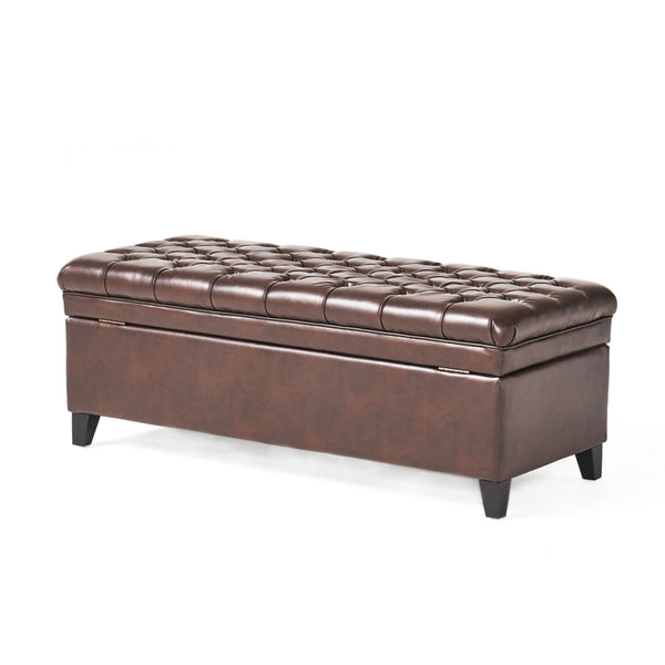 English Elm Christopher Knight Home® - Juliana Storage Ottoman - Elegant Tufted Faux Leather Bench With Hidden Storage For Your Home 57741.00BRN
