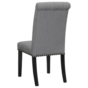 English Elm 2pc Plush Button-Tufted High Back Dining Chairs with Rolled Top, Nailhead Trim and Tapered Legs Espresso,Gray 42.5 L x 13 W x 19.25 H B011P311395