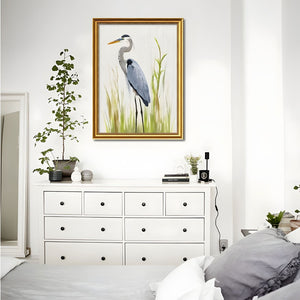 English Elm Set Of 2 Heron Bird Framed Wall Art - Elegant Nature Prints In Refillable Wood Frames For Home Decor T3976P383169-GIGA