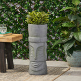 Christopher Knight Home® - Noble House - Poulan Outdoor Polynesian Decorative Planter, Stone Gray