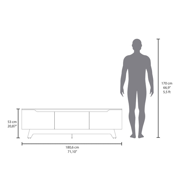 English Elm TV Stand Modern White & Natural Oak, 2 Doors 1 Drawer, Compact FSC-Certified Media Storage Unit B097P369436