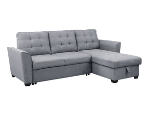 English Elm Adriano Tufted Linen Sleeper Sectional with Reversible Chaise Storage for Compact Living B2749S00182