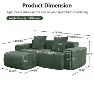 English Elm Streamlined Velvet Modular L-shape Sectional Sofa with Cloud Foam and French Piping Green W3041S00364