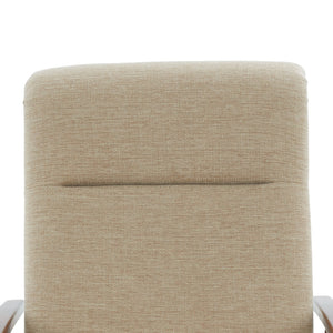 English Elm Tustin Mid-century Push Back Recliner with Chestnut Wood Arms and Performance Fabric Beige B050P429143