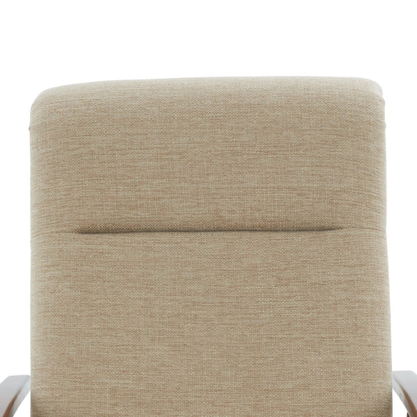 English Elm Tustin Mid-century Push Back Recliner with Chestnut Wood Arms and Performance Fabric Beige B050P429143
